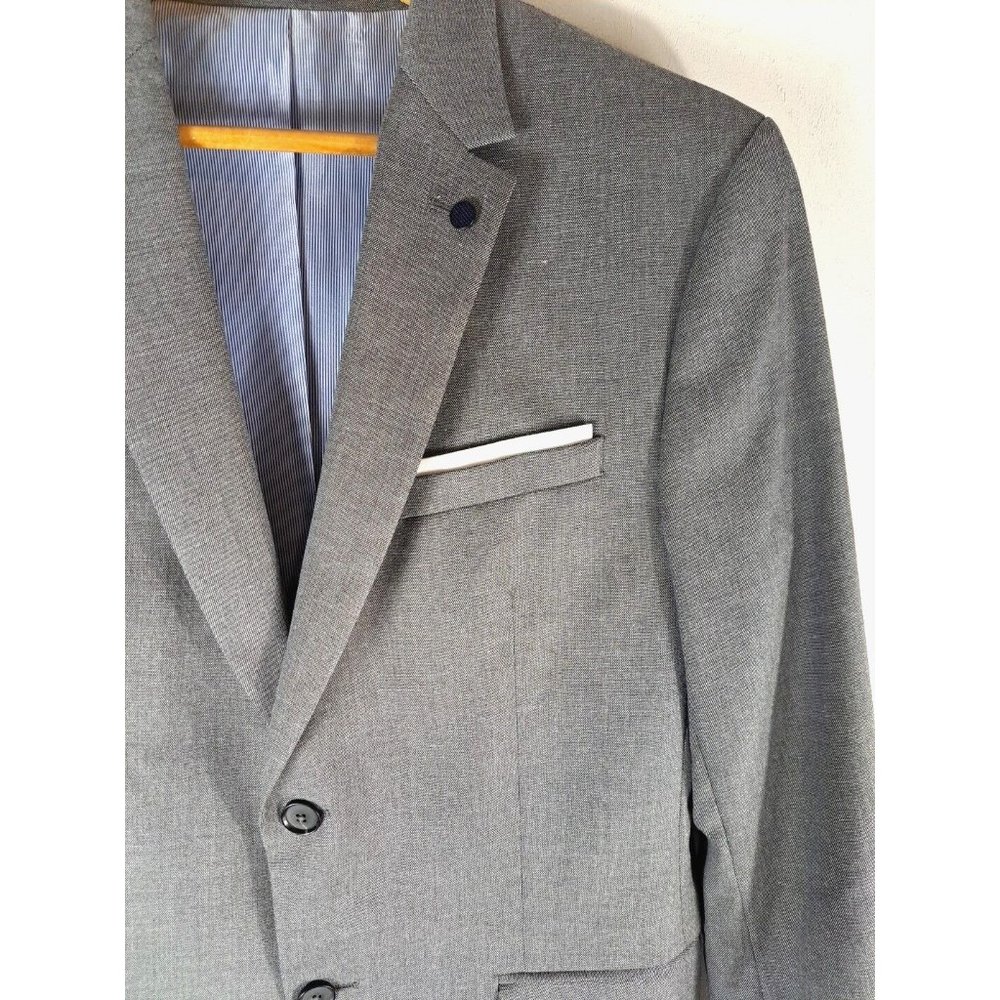 Mens Zara Blazer Sports Coat Gray 2 Button Career Business Professional 40R - Picture 3 of 7